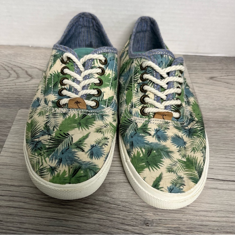 Margaritaville Seafoam Tennis Shoes Women Size 9.5 Palm Tree Print Comfort Shoes